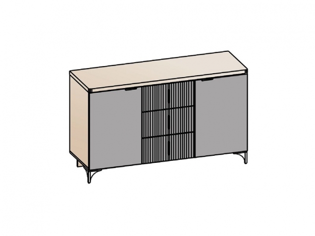 Комод с 3 ящиками и 2 дверками Шер КМ-2302 дуб серый-айронвуд серебро