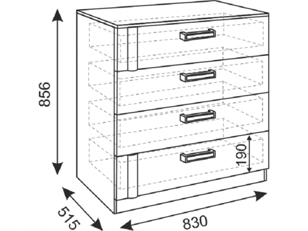 Комод Волкер М06 ШхВхГ 830х856х515 мм